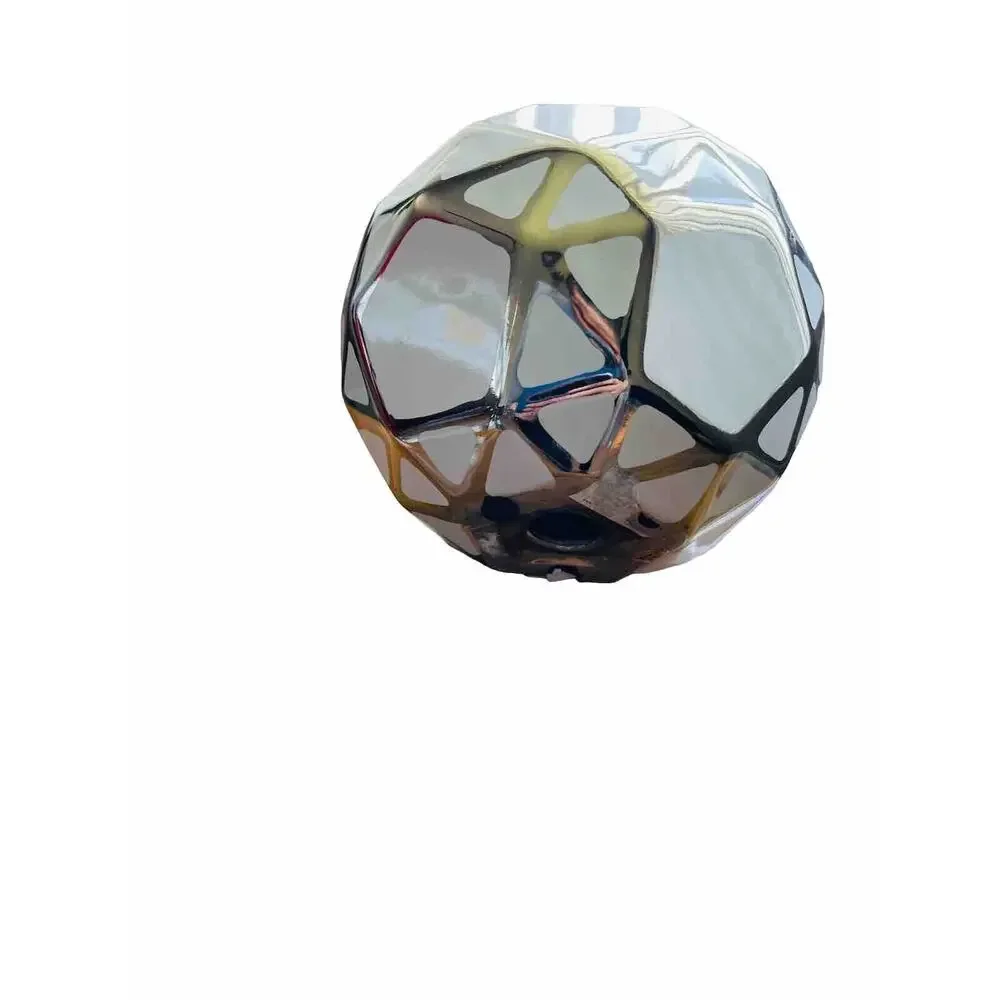 Decorative Ceramic Orb White With Silver Accents Home Decor 5.5 In Art